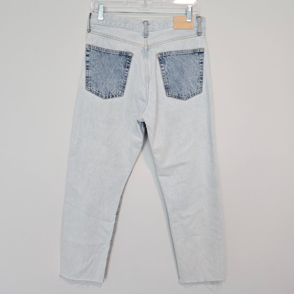 Mango High Rise Straight Patchwork Jeans Womens 6… - image 2